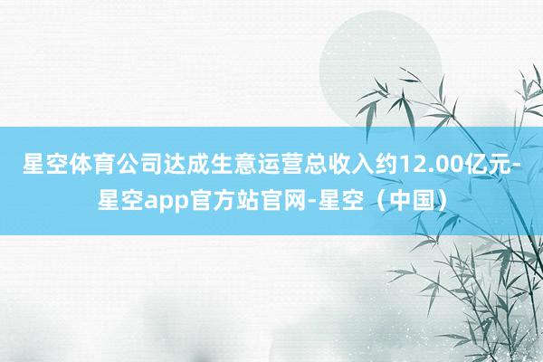 星空体育公司达成生意运营总收入约12.00亿元-星空app官方站官网-星空（中国）