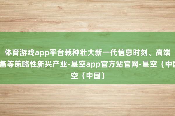 体育游戏app平台栽种壮大新一代信息时刻、高端装备等策略性新兴产业-星空app官方站官网-星空（中国）